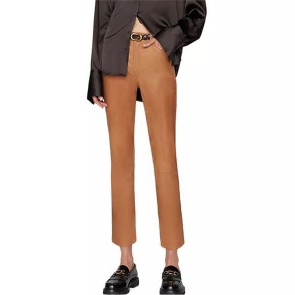 NEW FRAME Le High Straight Coated Jeans in Camel - Picture 3 of 8